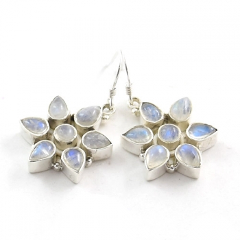 Rainbow moonstone 925 silver fashion earrings
